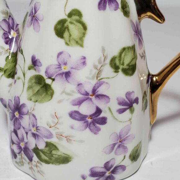 Victoria's Garden Mini Teapot Purple Violets 4.5" - Picture 3 of 8